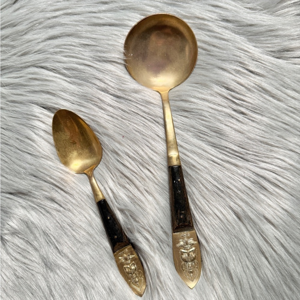 Vintage Brass Siam Goddess Serving Set